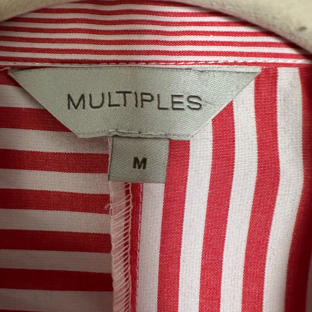 Multiples Striped Blouse Red White Unique Buttons… - image 5